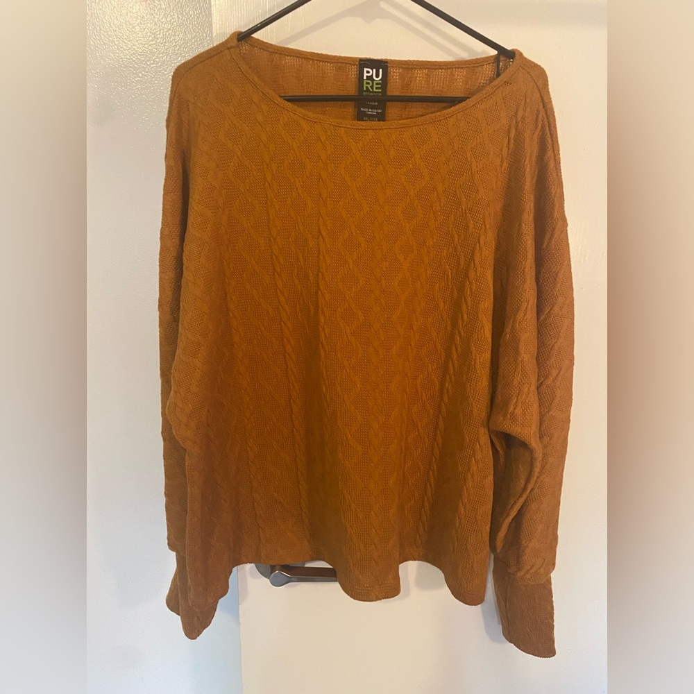 Pur Orange Crew Neck Sweater Soft Knit